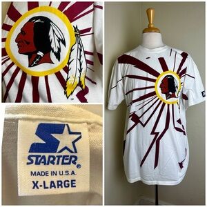 VTG 90s Starter Washington Redskins NFL Football T-Shirt Mens XL White Red Ex!
